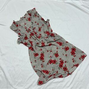 Speechless Red Floral and Black Polka Dots Mini Dress